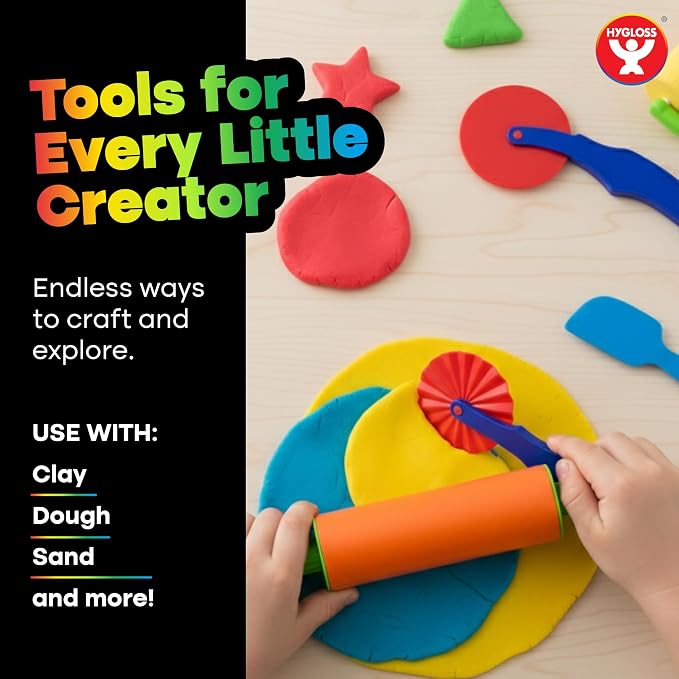 Hygloss 13 Pcs Dough Tools Set – Dough Extruders + Dough Cutters Set – Educational Modeling Clay Tools – Preschool Toys & Toddler Activities – Arts & Crafts for Kids Ages 3-5