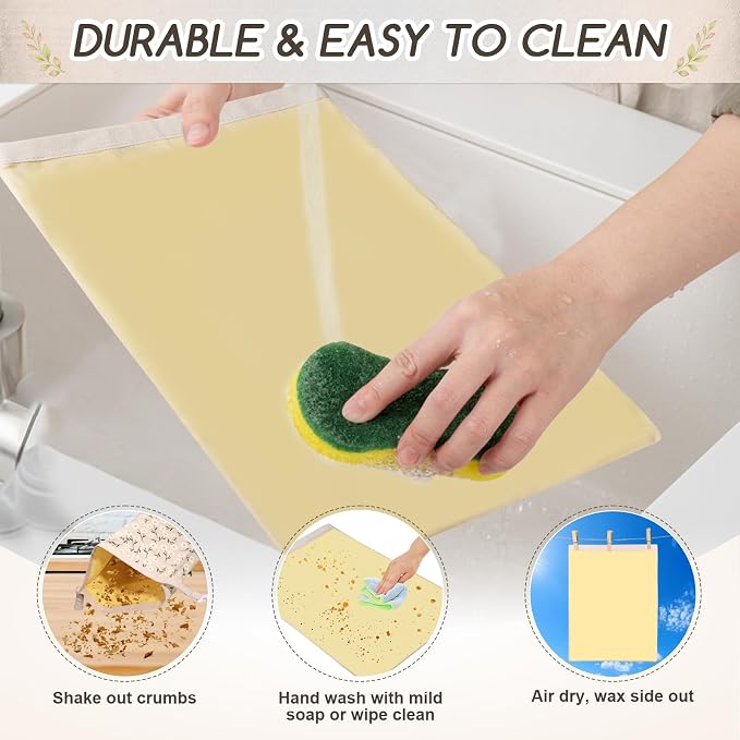 Beeswax Bread Bags for Sourdough, 2 Pack Reusable Bread Bag for Storage XL 17x13 Inch, Daisy Print Bread Bags for Homemade Sourdough - Keep Fresh, Freezer Safe