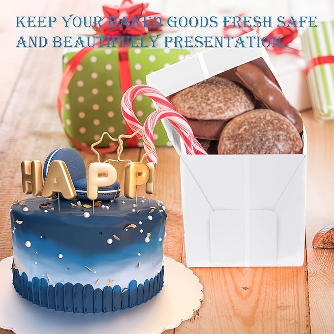 KBG Cake Boxes 10pcs 10x10x10 Inches With Window Tall Cake Box for Tier Cakes for Wedding Birthday Transport,Sturdy White Bakery Box Disposable Cake Containers Cake Boxes 10 inch