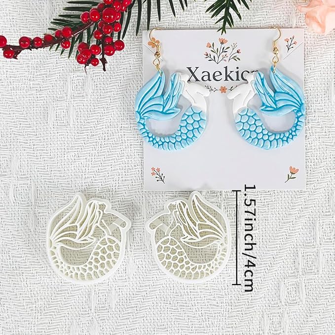 Xaekicr Dragon Mermaid Polymer Clay Cutters Set – Fantasy Clay Earring Cutters for DIY Jewelry Making – Polymer Clay Molds and Clay Tools