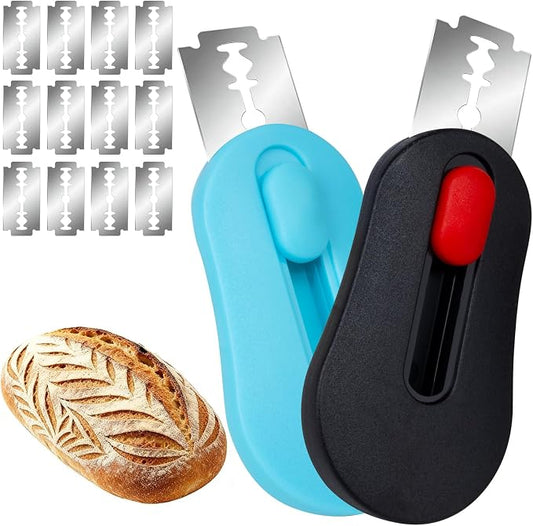 2 Pcs Bread Lame Sourdough Scoring Tool, Magnetic Bread Scoring Tool for Bread Baking, Bread Razor for Homemade Bread, Sourdough Bread Scorer Tool, Includes 12 Razor Blades