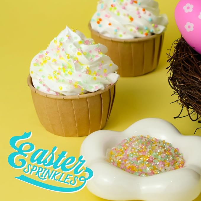 Easter Sugar Sprinkles, Sujoygar 5oz Pastel Sprinkles Edible for Cake Decorating Cupcakes Dessert Ice Cream Baking Easter Spring Party Supplies Birthday Celebrations