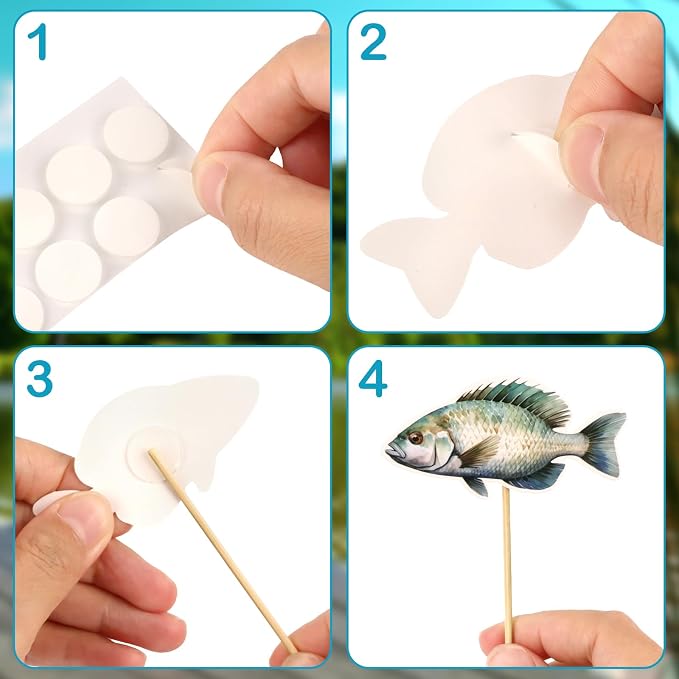 Fishing Cake Topper 22PCS Gone Fishing Cake Toppers for Men Fish Cake Decorations with Bass Reed for Retirement Party Supplies Fish Birthday Party Decorations