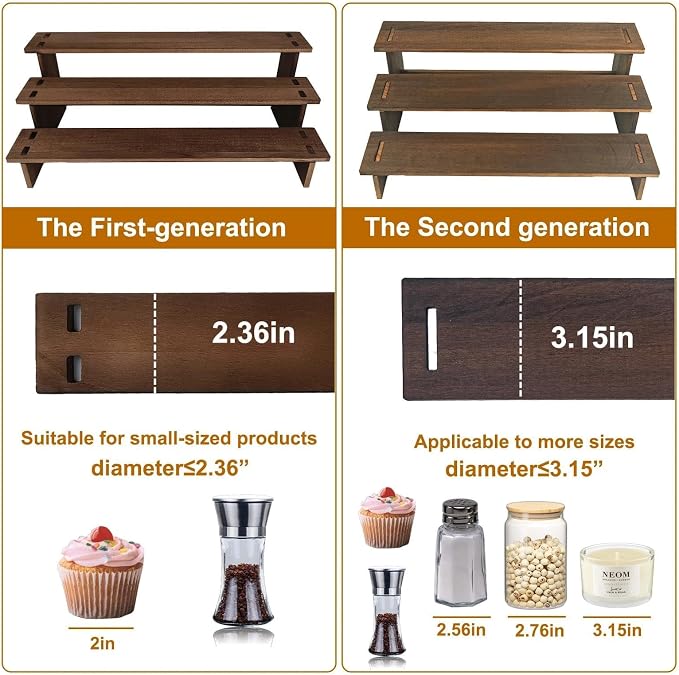 2PK Cupcake Display Stand Wood - Installs in 30s,Easy Carry&Store | Wooden Cupcake Stands, Rustic Desert Stands, Tiered Serving Tray for Vendors, Cup Cake, Cookie, Spice Rack, Farmers Market