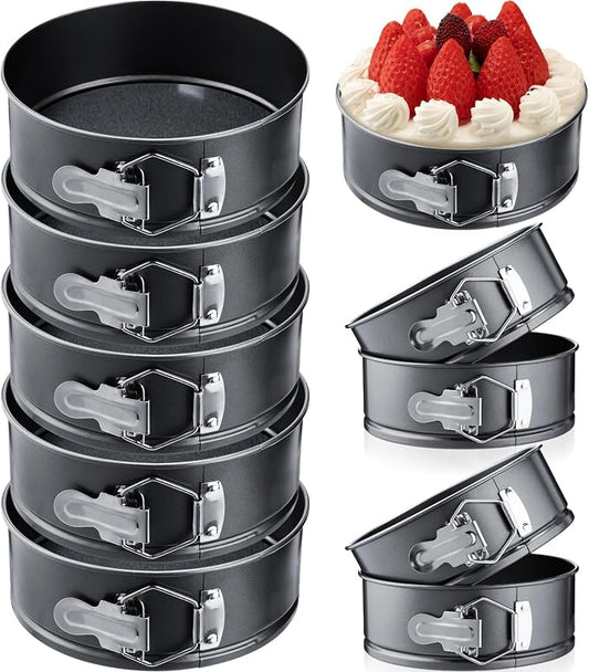 Sunnyray 16 Pcs 4.7 Inch Mini Springform Pan Set, Nonstick Carbon Steel Cheesecake Pans with Removable Bottom, Leakproof Small Cake Baking Molds for Cheesecakes, Quiches and Personal Pizzas