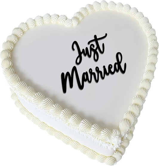 Just Married Cake Topper – Acrylic Wedding Cake Topper for Bride and Groom, Engagement, Bridal Shower Decorations, Elegant Sign for Cake (Just Married)