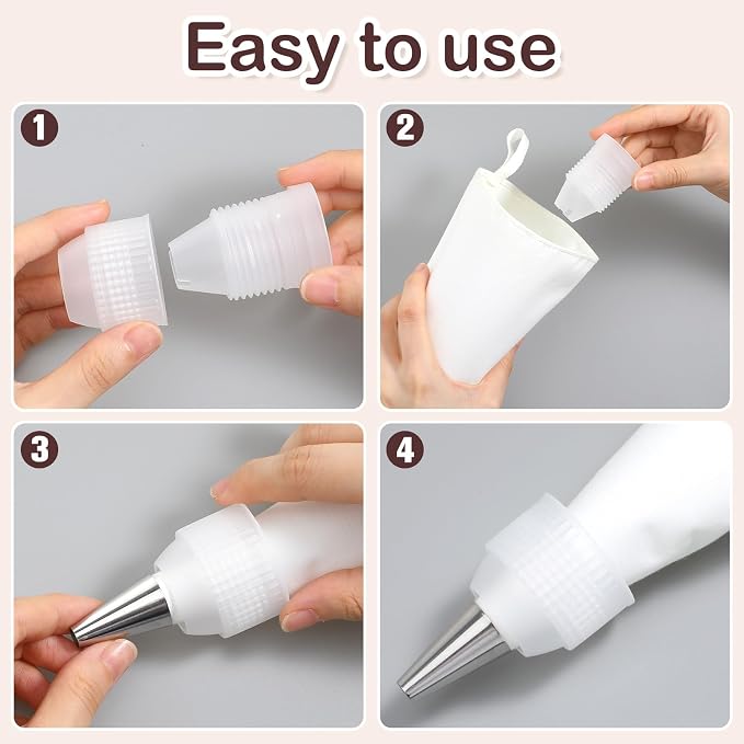 8 Pcs Couplers for Piping Bags, 4 Sizes Piping Bag Couplers for Cake Decorating, Pastry Bag Coupler for Bags, Icing Nozzles