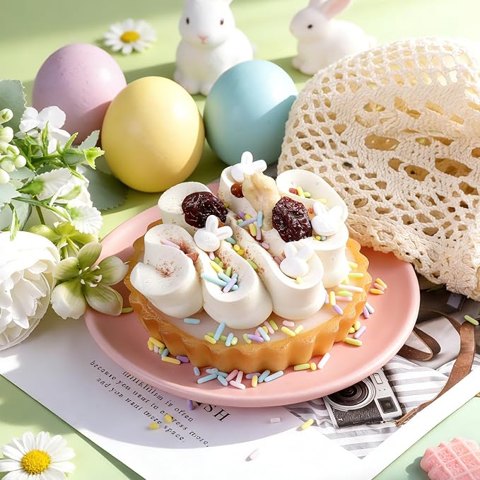 Easter Sprinkles for Baking, 4.6oz Edible Pastel Sprinkles with Candy Bunny Jimmies for Baking Cakes Cupcakes Cookies