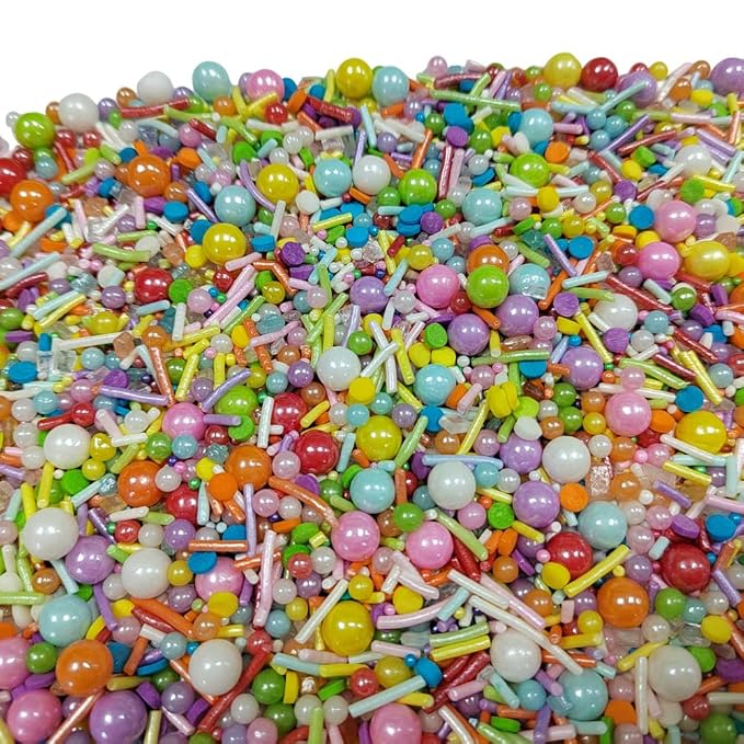 EPHVODI Rainbow Sprinkles for Cake Decorating, 3.35 oz Baking Edible Cake Decorations Pastel Jimmies Pearls Sprinkle Mix for Donut Cookie Cupcake Ice Cream Toppings