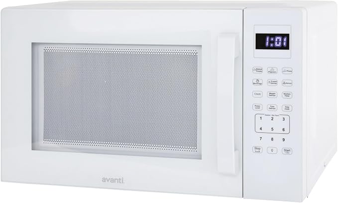 Avanti Microwave Oven 1000-Watts Countertop Compact with 9 Pre-Set Cooking Settings, Speed Defrost & By Weight, Electronic Control Panel and Glass Turntable, 1.5-Cu.Ft., White