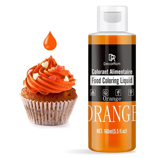 Orange Food Coloring Liquid - Vibrant Liquid Icing Food Coloring Set for Baking, Cake Decorating, Easter Egg, Airbrush - Tasteless Food Dye for Fondant, Slime, DIY Crafts - 5.5 Fl.oz / 160ml Each