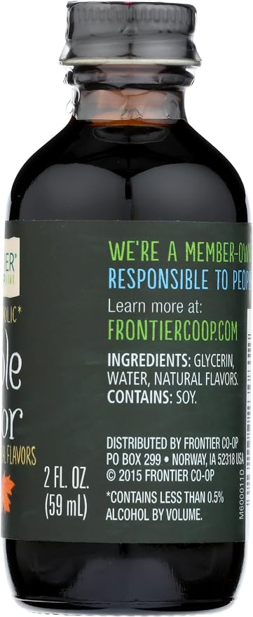 Frontier Co-op Non-Alcoholic Maple Flavor, 2 Ounce, Rich Maple Taste For Baked Beans, Sweet Potatoes, Alcohol Free Maple