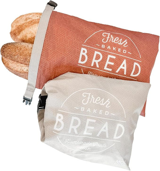 Reusable Bread Bags for Homemade Breads – 2-Pack XL Sourdough Bread Bags | Keeps Sourdough Fresh for a Week | Freezer Safe Reusable Container Storage for Sour Dough and Artisan Loaves