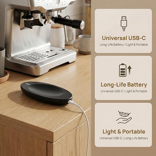 Digital Tea Scale 0.1g - Rechargeable Portable Coffee Scal | 500g/0.1g Precision | USB-C Rechargeable | Pocket-Sized | Digital LCD Display | for Loose Leaf Tea, Baking & Powder