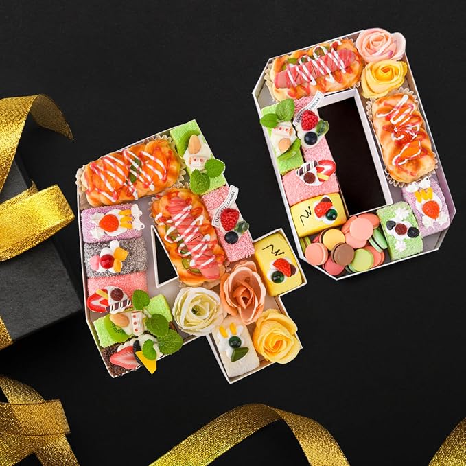 40 Set Cardboard Number for Charcuterie 10.2'' Fillable Tray Charcuterie Paper Box for 40th Birthday Anniversary Party Decorations Chocolate Candy Cupcake Container