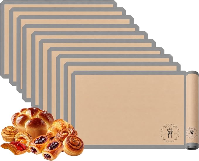 Silicone Baking Mats, Full size, All Purpose, Baking Sheet Liners, Pack of 10, Oven Safe, (17 x 25 inch), Non-Stick, Silicone Baking Sheet Liner, Perfect For Baking Macarons Cookies And Cakes