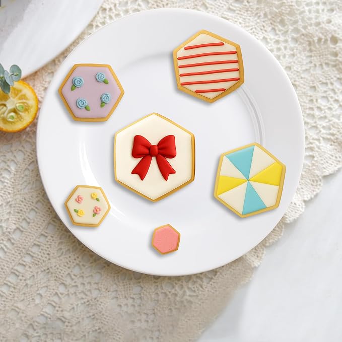 FUSOTO 6PCS Hexagon Cookie Cutter Set, Large Geometric Stainless Steel Baking Supplies for Homemade Cookies, Hexagon Plaque Cookie Cutters Shapes Biscuit Molds, 6 Sizes (1.5, 2, 2.5, 3, 3.5, 4 Inch)