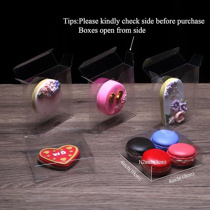 TEMLQPACK 30 Pack 4x4x1.2inch Clear Single Cookies Boxes with Full Window Macaron Boxes Small Treat BoxesCandy Boxe Mini Pie Boxe for Wedding Birthday Party
