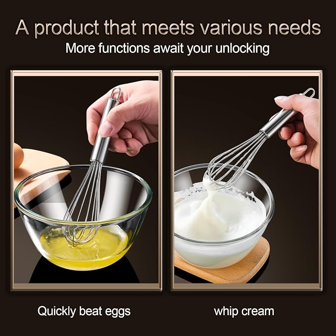 Aniso Stainless Steel Whisk (8.4 inches, Silver) | which works great for cups and small containers ， it's great for small-batch tasks