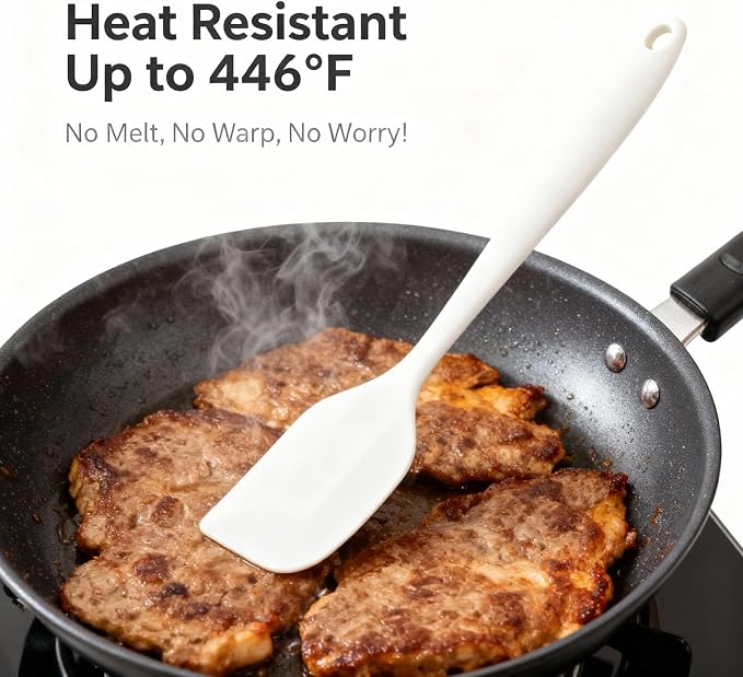 Flexible Silicone Spatula - Heat Resistant Kitchen Utensils for Baking, Cooking, Mixing & Scraping | Premium, Sturdy & Non-Scratch Tool for Non-Stick Pans