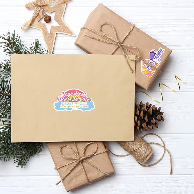Your Order Made My Day Stickers, Cute Thank You Your Order Stickers for Mail Envelopes Shipping Business Package Packaging 500 PCS
