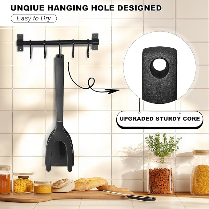 Silicone Spatulas, High Heat Resistant BPA Free Cooking Tongs, Silicone Kitchen Utensils, Spatula Tong, Egg Flipper Spatula for Non Stick Frying Pan, Ideal Cookware for Fish, Eggs, Pancakes
