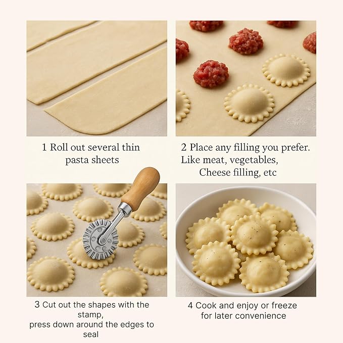 Pastry and Pasta Wheel 1.9 inch – Dough Crimper Ravioli Dumpling Pierogi Cutter – Multi-Purpose Tool for Pizza Baking Cooking and Homemade Meals