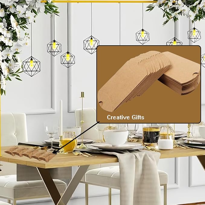 50 Pcs Kraft Paper Pillow Gift Boxes,3.5x2.6 Inch Mini Folding Treat Boxes, Creative Favor Box Folding Treat Boxes for Bakery, Candy, Jewelry, Wedding & Party Favors((Yellow-1)