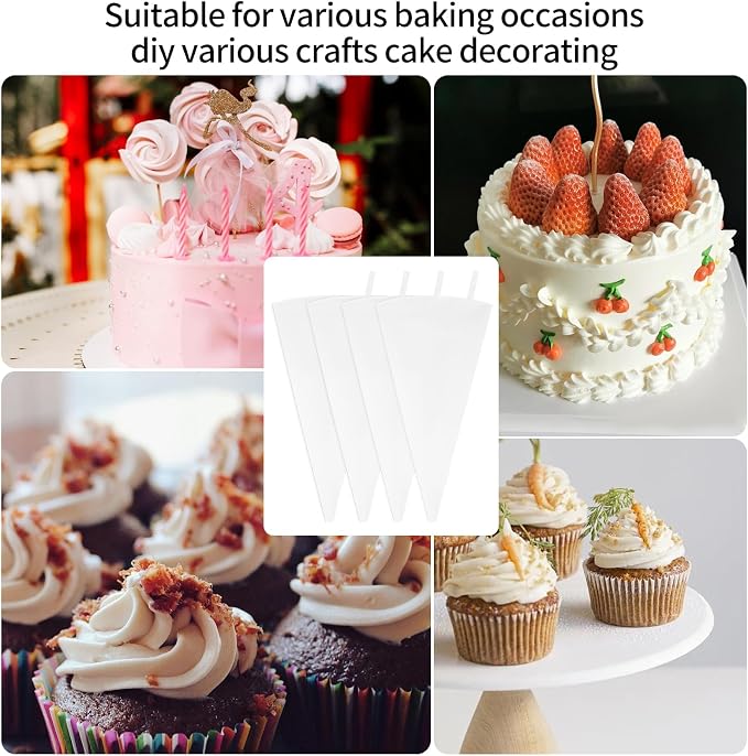 4 Pack 24 Inch Extra Large Reusable Piping Bags,Cotton Cloth Pastry Bags with Plastic Coating, Professional Tipless Icing Bags for Cake Decorating Cupcakes Cookies Desserts and Baking Supplies