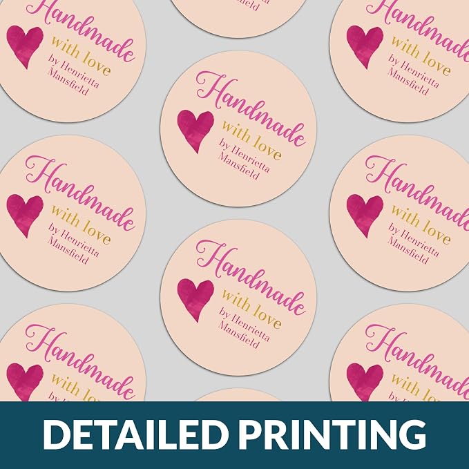 Personalized Handmade with Love Stickers – Custom 2" Round Packaging Labels for Small Business Orders, Gifts, Boxes & Envelopes (50–1000 Stickers) (Painted Heart)