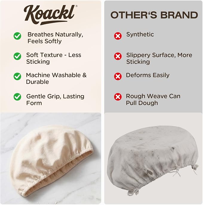 Koackl Bread Proofing Cover - 6 Pack Basket Linen Cloths, Reusable Cotton Bread Proofing Liners for Sourdough Baking, 9" Compatible with Round Banneton Baskets
