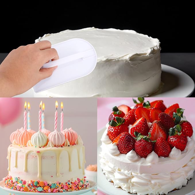2pcs Fondant Smoother Tool, Professional Cake Scraper Smoother Plastic Icing Smoothing Paddle for Cake Decorating Sculpting Baking & Sugar Craft (White)