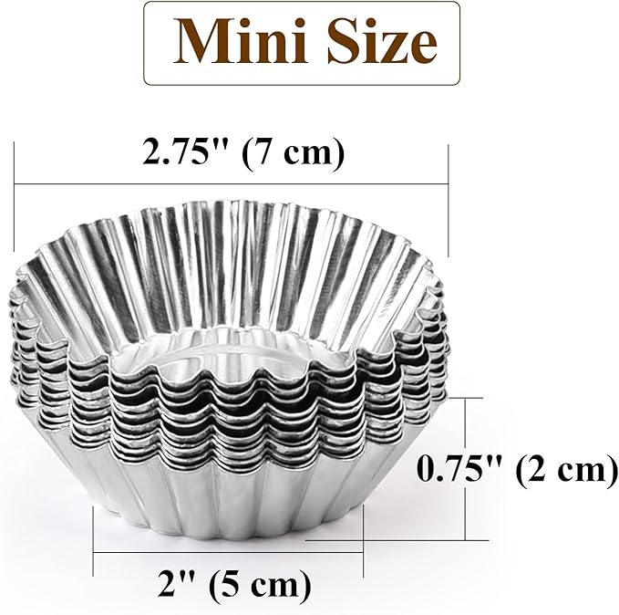 Tosnail 50 Pieces Aluminum Egg Tart Mold Small Tart Pie Tin Mini Cupcake Cake Muffin Cookie Mold Baking Cups