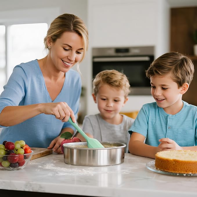 8 Inch Cake Pan Set of 2, Nonstick Stainless Steel Round Layer Cake Baking Pans with 100PCS Parchment Papers, Circle Cake Pan Tins for Birthday Christmas, Healthy & Dishwasher Safe & Easy Clean