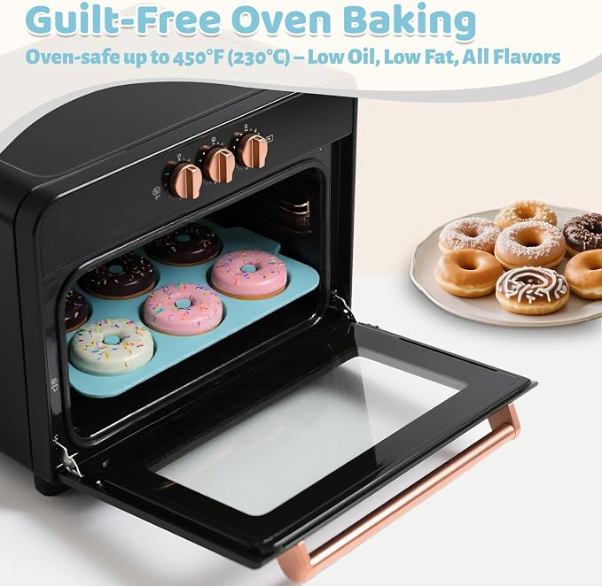 3.5 Inch Nonstick Silicone Donut Pan for Baking with Metal Frame, 1 Pack Donut Molds for Baking, 6 Cavity Doughnut Pan for Oven and Bagel Trays Non Toxic with Handle (Mint Green)