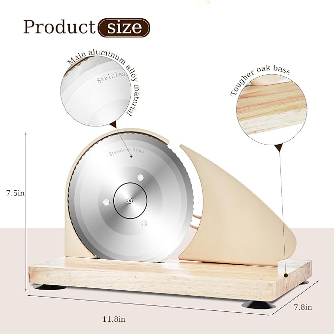 Upgraded Manual Bread Slicer for Homemade Sourdough Bread with Measurement Marks, Adjustable 0"-0.8" Thickness Hand Crank Bread Slicer with Suction Cup for Even Slicing,Kitchen and Commercial, White