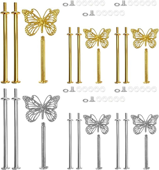 3 Sets 3-Tier Cupcake Stand Hardware Fittings, Zinc Alloy Cake Plate Stands Handle Fittings, Metal Cake Stand Holder Fruit Plate Stand Fitting Hardware Rod, Tiered Tray Hardware Kits (C)