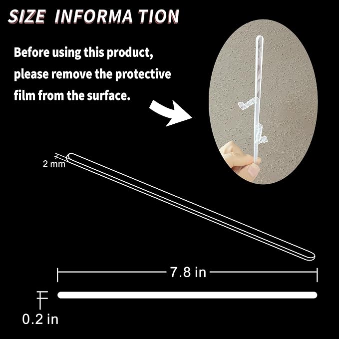 50pcs 8" Acrylic Cake Topper Sticks, 5mm Flat Clear Plexiglass for Cupcake Toppers, Cake Pops & Lollipops, Strong Unbending Transparent Cake Decorating Supplies(50 pcs)