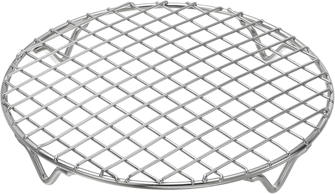 uxcell Round Cooking Rack 7.1 Inch Dia Stainless Steel Wire Cooling Steamer Rack for Baking Canning Cooking Roasting Cooling Grilling Drying, Silver