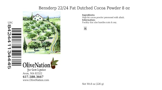 Bensdorp 22/24 Fat Dutch Process Cocoa Powder from OliveNation, High Fat Alkalized Cacao Powder for Baking, Deep Red Brown Color - 8 ounces (Pack of 2)