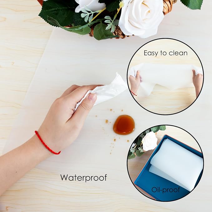 Standard SiliconeTable Placemat, Food-Grade Silicone Table Mat for Baking Pastry Non-Stick, Kids Nonslip Dinner Placemat Heat Resistant Waterproof Countertop Protector (Translucent white)