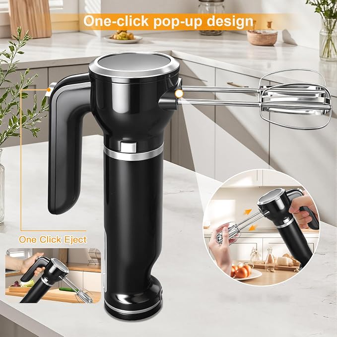 Showvigor Handmixer Electric Handheld, 6-in-1 Multifunctional Handheld Immersion Blender Bundle and Whisk, Milk Frother, Food Chopper