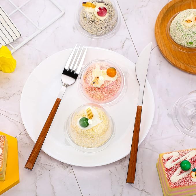 Patelai 50 Pcs Clear Plastic Mini Cupcake Container, Mini Cupcake Box Muffin Dome Muffin Single Container Box for Wedding Birthday Cheese Pastry Dessert Cake (Clear)