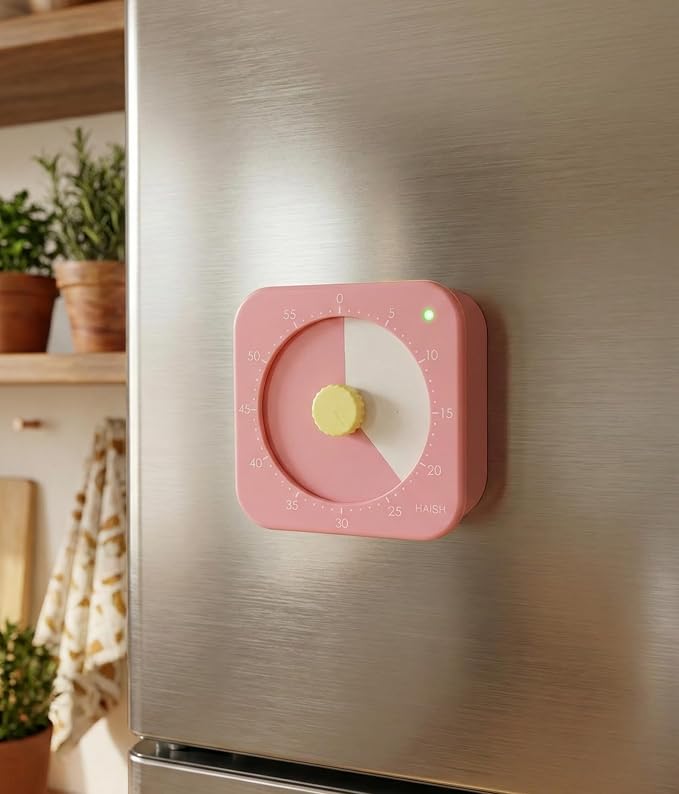 60 Minute Visual Timer for Kids - Premium Countdown Timer with Magnetic Back & Pause Function, Silent Operation for Classroom Teaching Home, Time Management Tool(Batteries Included) (Pink)