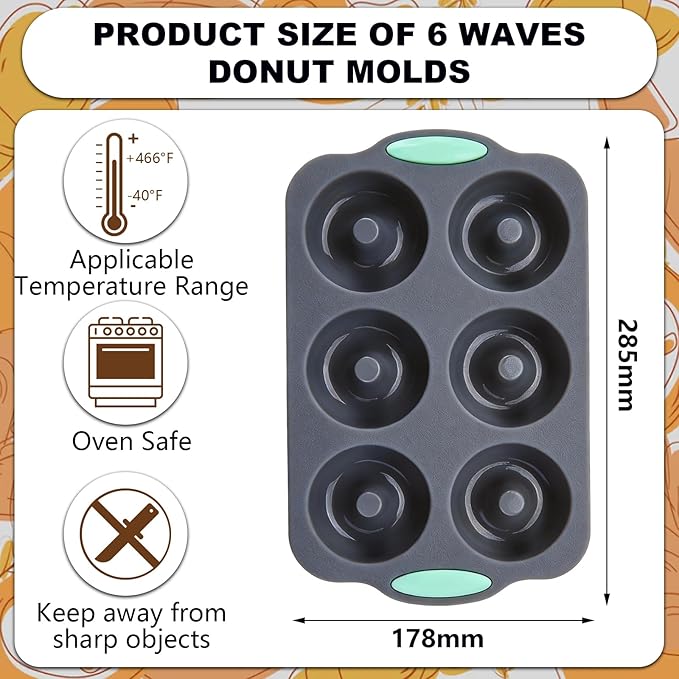 2 PCS Silicone Hamburger Bun Pan and Baguette Pan Set, Baguette Baking Mold | 3 Wave French Bread Baking Tray & 6 Cup Hamburger Bun Mold for Homemade Bread Loaf Sandwich Donuts
