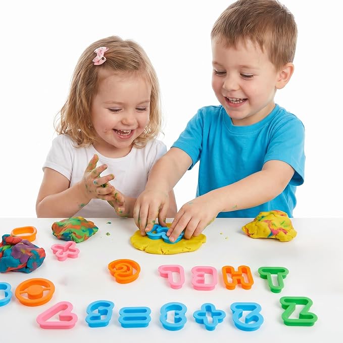 41PCS Alphabet Playdough Tools Number Cookie Cutters Fondant Letter Cutters Mathematical Alphabet Stamper Cutter Candy Molds for Birthday Party Various Learning Letters and Numbers