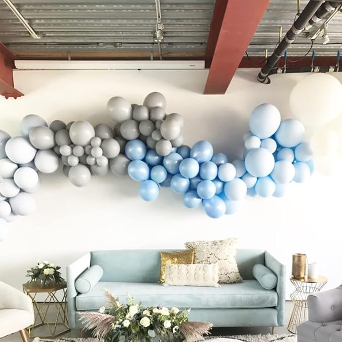 Voircoloria 130pcs Gray Balloons Different Sizes 18" 12" 10" 5" Pastel Gray Balloons for Boys Girls Birthday Baby Shower Gender Reveal Wedding Decorations