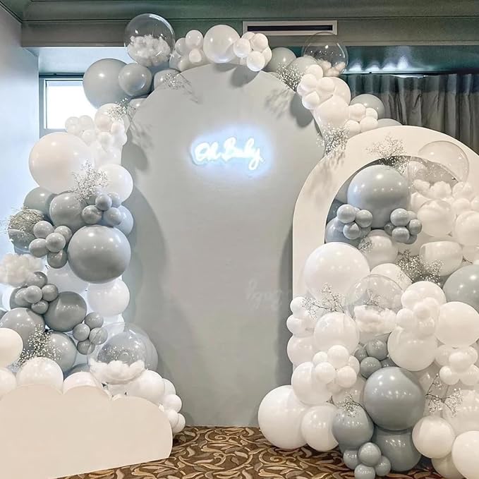 Voircoloria 105pcs Light Gray Balloons 12inch Party Latex Balloons for Boys Girls Birthday Baby Shower Gender Reveal Wedding Sunflower Party Decorations
