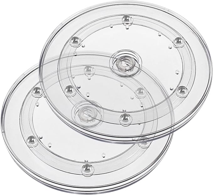 Jersvims 2Pcs 6 Inch Acrylic Turntable Platter, Transparent Turntable Organizer Round Rotating Plate for Kitchen Pantry Cabinet Desk Rack Spice Cake Cookie Decorating