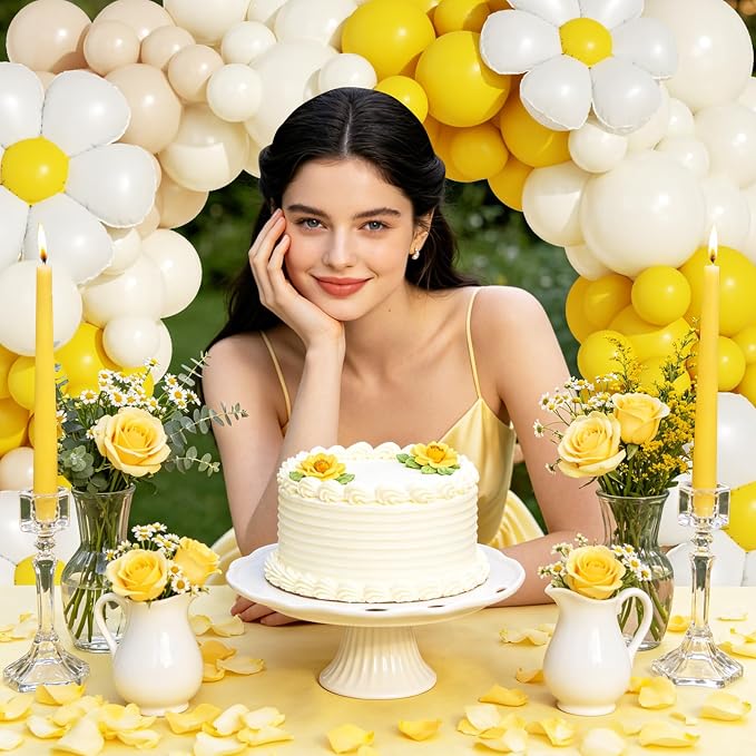 Bee Balloon Garland Arch Kit, Mustard Yellow Brown White Balloons with Daisy Balloon for Sunflower Bee Theme Gender Reveal Birthday Party Baby Shower Decorations